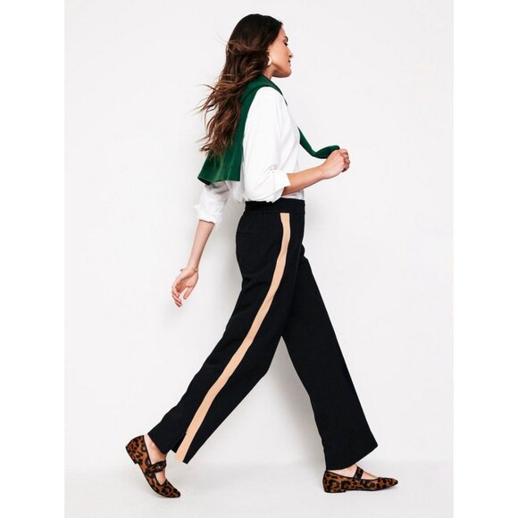 Boden Black Side Stripe Pull-on Trousers - Picture 2 of 16
